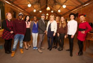 Picture Shows: Group shot of all contestants and judges on set (L-R): contestants Katie Crompton, Marvin Francis, Laura Hollowell, Eboni Ajiduah; Judges Alain Pichon (facing left) and Denise McAdam (facing right) then contestants; Amy Tombling, Annie Davies, Kobi Saxton, Dominika Kasperowicz.